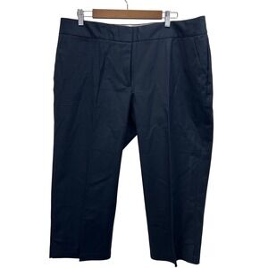 Lands End Women 18W Black Straight Leg Cropped Pants Cotton Blend Stretch Casual